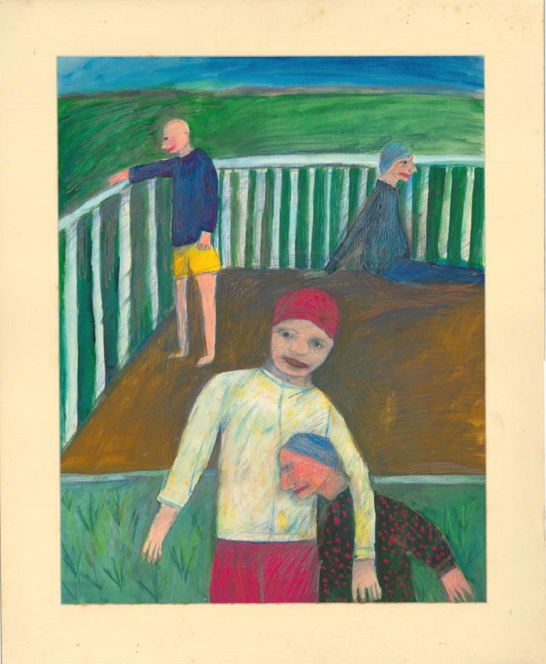 Mana Lagerholm (1946-2001) - 20th Century Gouache, Outdoor Living For Sale 1