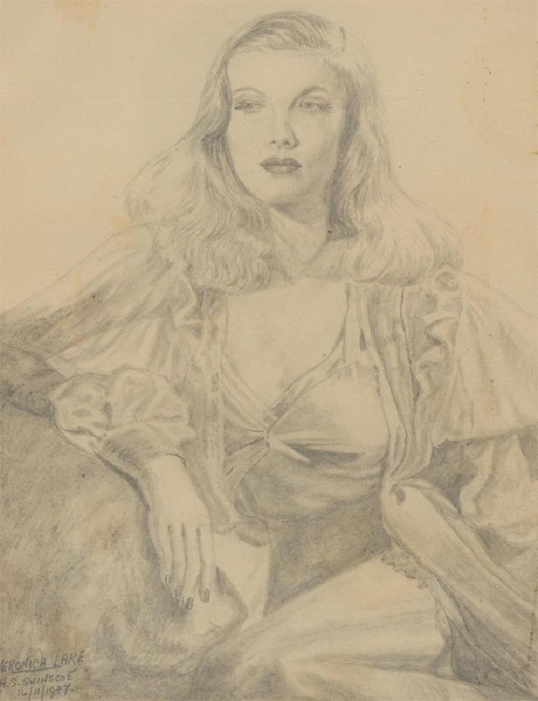 A very interesting sketchbook filled with 18 superb graphite drawings of actors and actresses from Hollywood's golden age. Studies include Veronica Lake, Humphrey Bogart, Marlene Dietrich and Noel Coward. Each drawing is signed 'H.S. Swinscoe' and