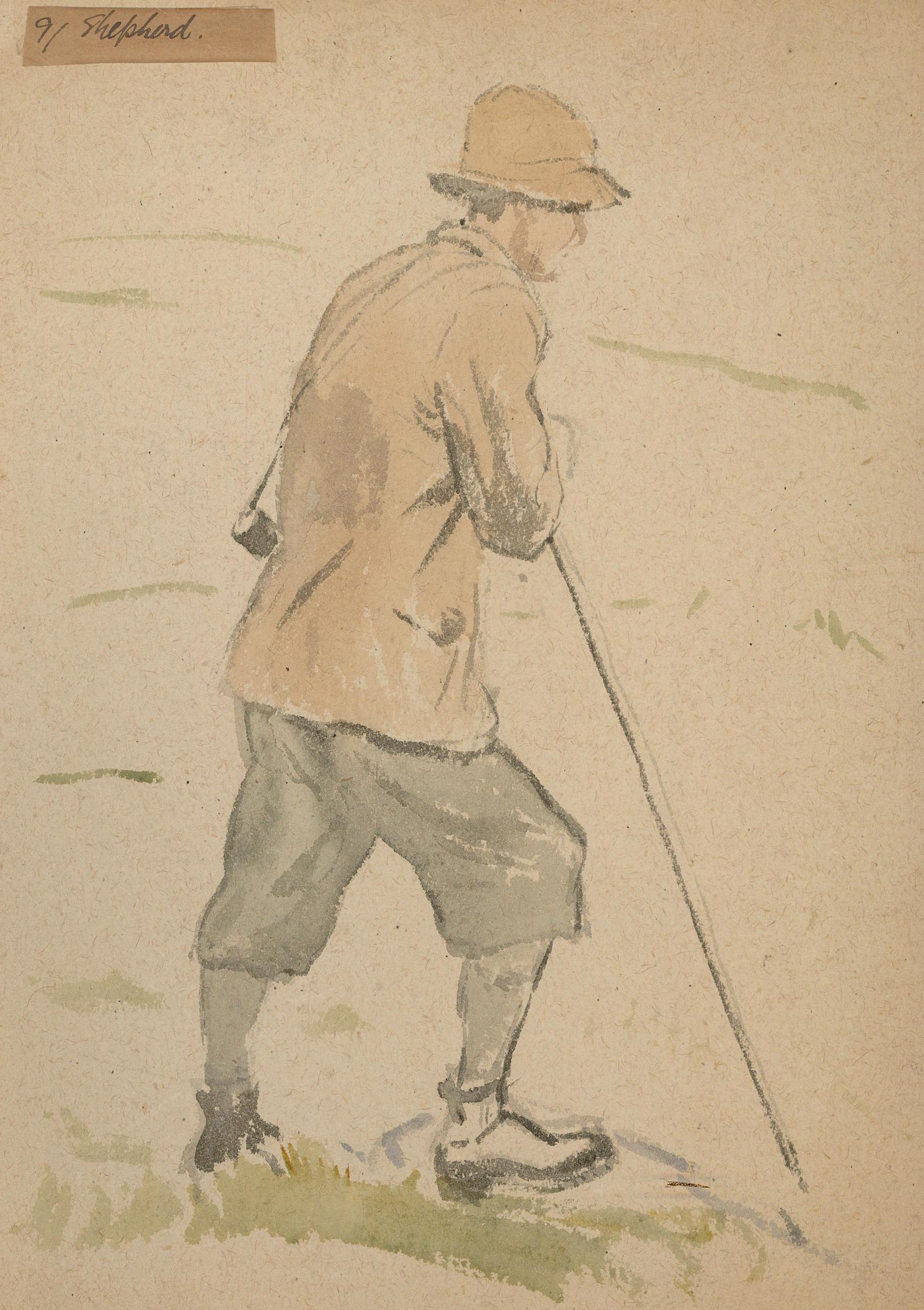 Attrib. John Murray Thomson RSA RSW (1885-1974) - Watercolour, The Shepherd For Sale 1