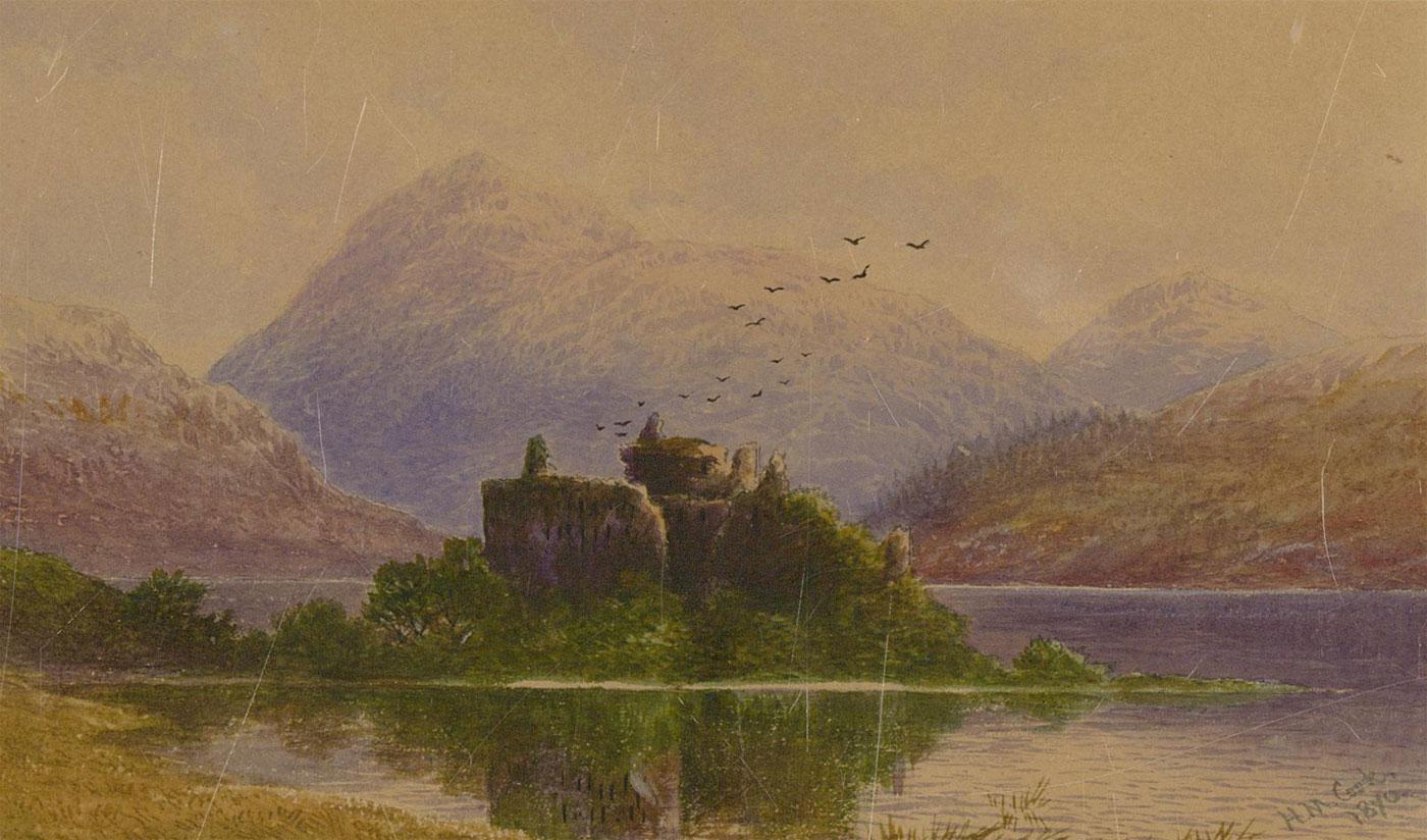 Herbert Moxon Cook (1844-1928/29) - 1870 Watercolour, Kilchurn Castle For Sale 2