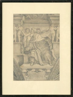 A.F. Remmett - Dessin en graphite du XXe siècle, Zacharias et Ezechiel