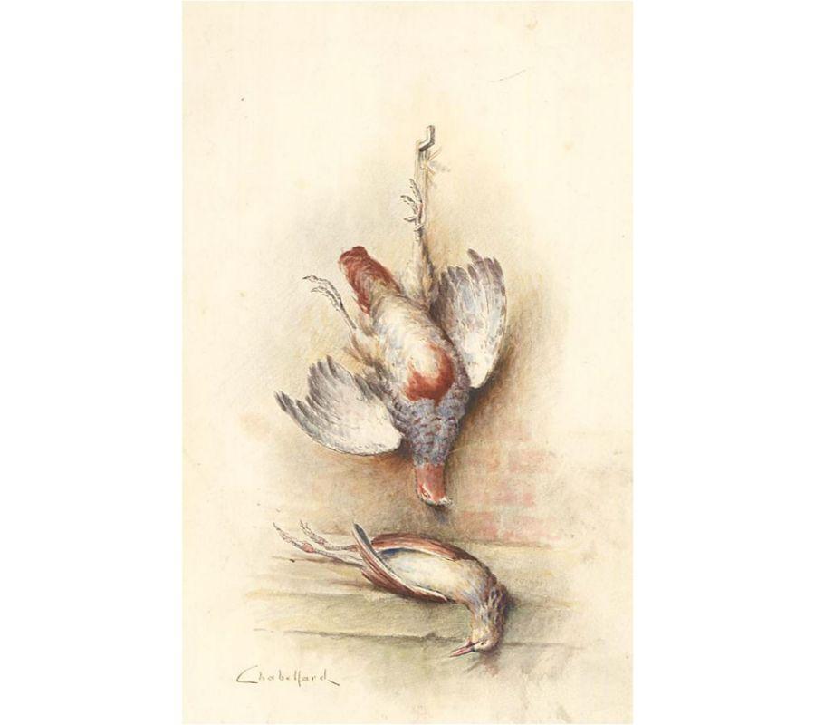 Chabellard - Mid 20th Century Watercolour, Pheasant Still Life For Sale 2