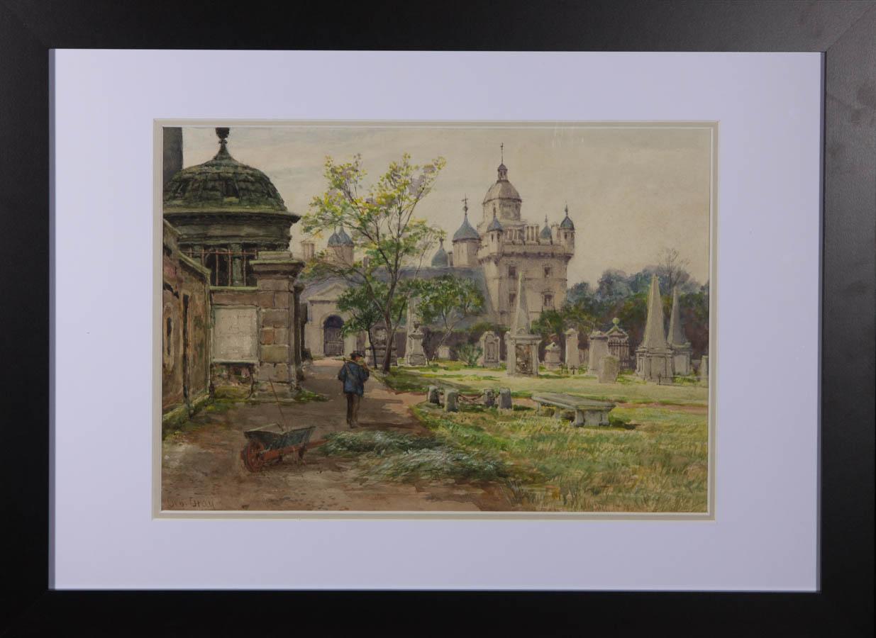 George Edward Kruger Gray Landscape Art – George Gray (1800-1910) - Aquarell, Figur mit Spitzbogen