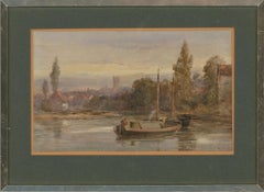 Edward Tucker (1825-1909) - Late 19th Century Watercolour, River Scene, Barge