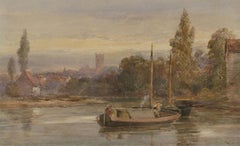 Edward Tucker (1825-1909) - Late 19th Century Watercolour, River Scene, Barge