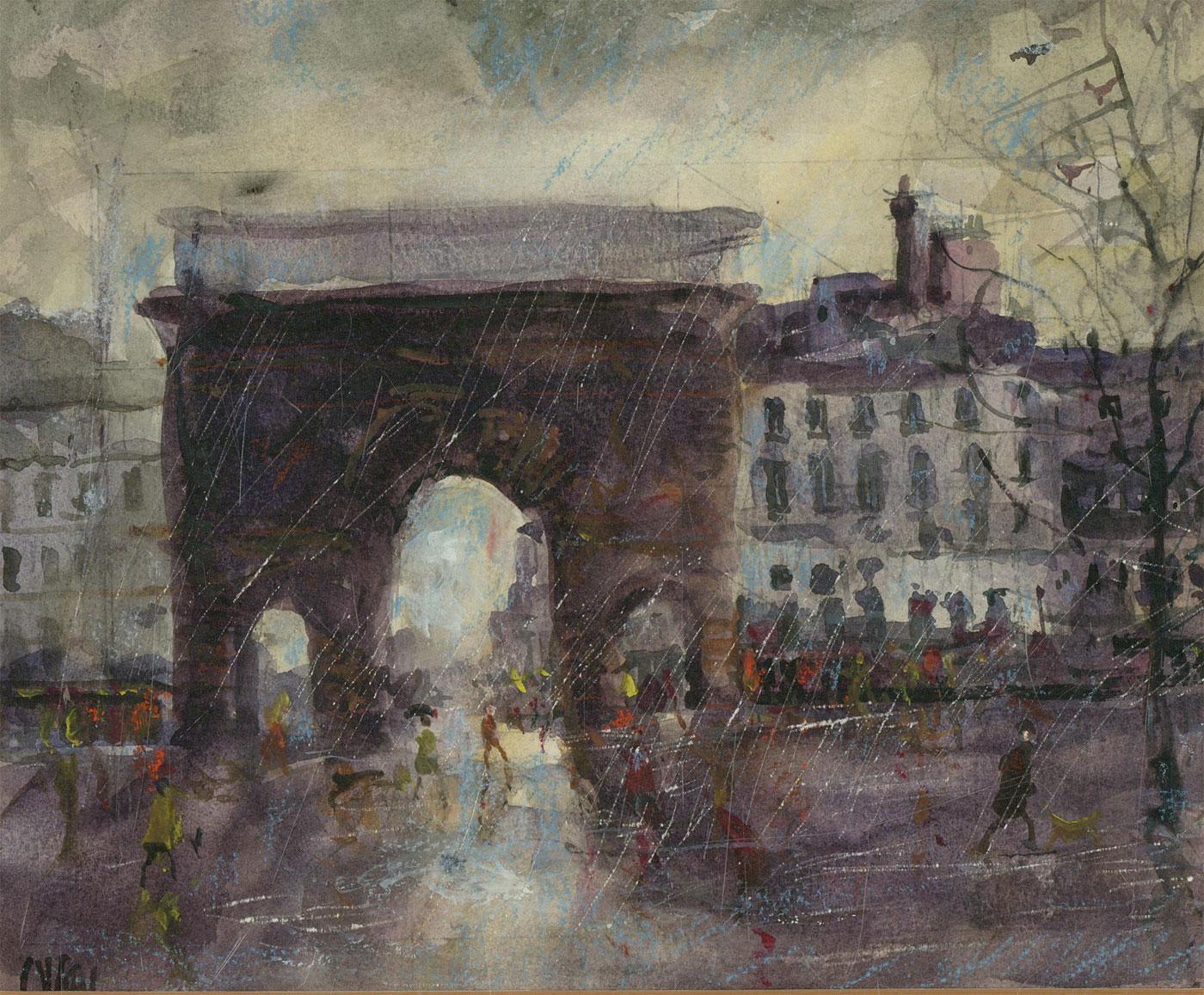 Ronald Olley (b.1923) - Watercolour, View of Porte Saint-Martin, Paris 2