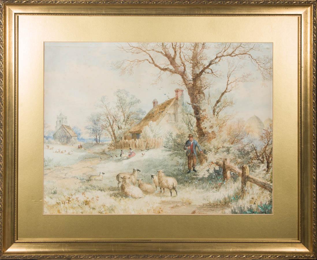 Unknown Landscape Art - Framed 19th Century Watercolour - Near Bollum Village, Cheshire