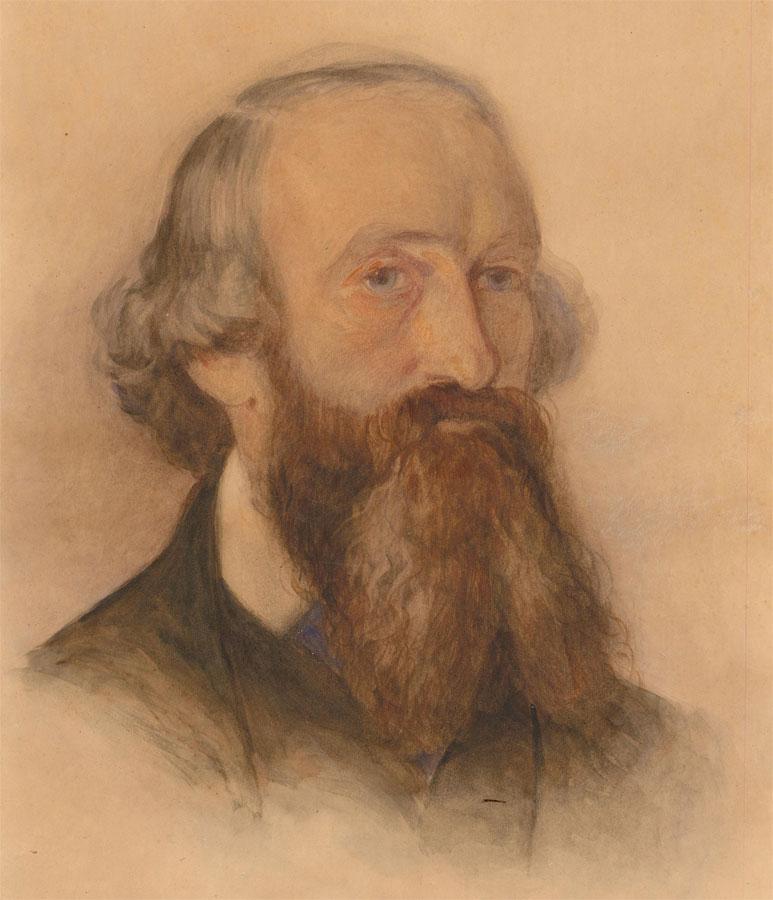 Aquarell - Porträt eines viktorianischen Gentleman aus dem späten 19. Jahrhundert (Braun), Portrait, von Unknown
