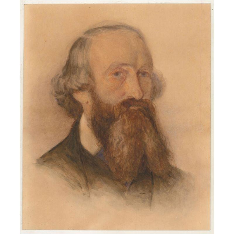 Aquarell - Porträt eines viktorianischen Gentleman aus dem späten 19. Jahrhundert – Art von Unknown