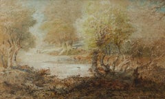 Andrew MacCallum (1821-1902) – signiertes und gerahmtes Aquarell des 20. Jahrhunderts, Fluss