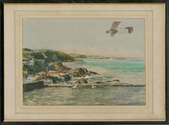 Alan Crisp - Aquarelle du milieu du 20e siècle, signée et encadrée, vues de bord de mer