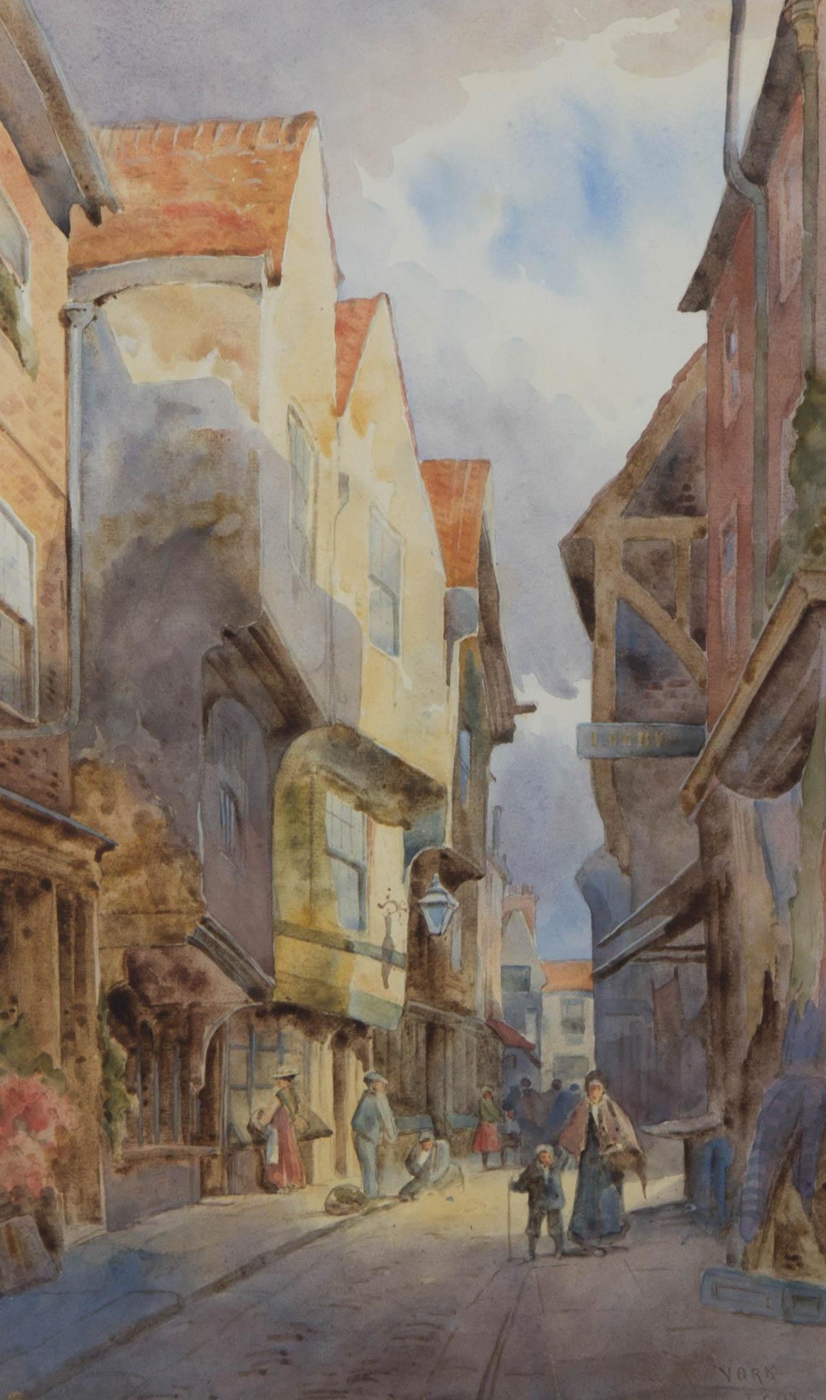 J. Cox – Aquarell des frühen 20. Jahrhunderts, York im Angebot 1
