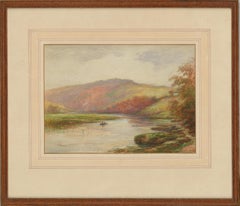 George Henry Jenkins (1843-1914) – Aquarell, Flussansicht mit Boot