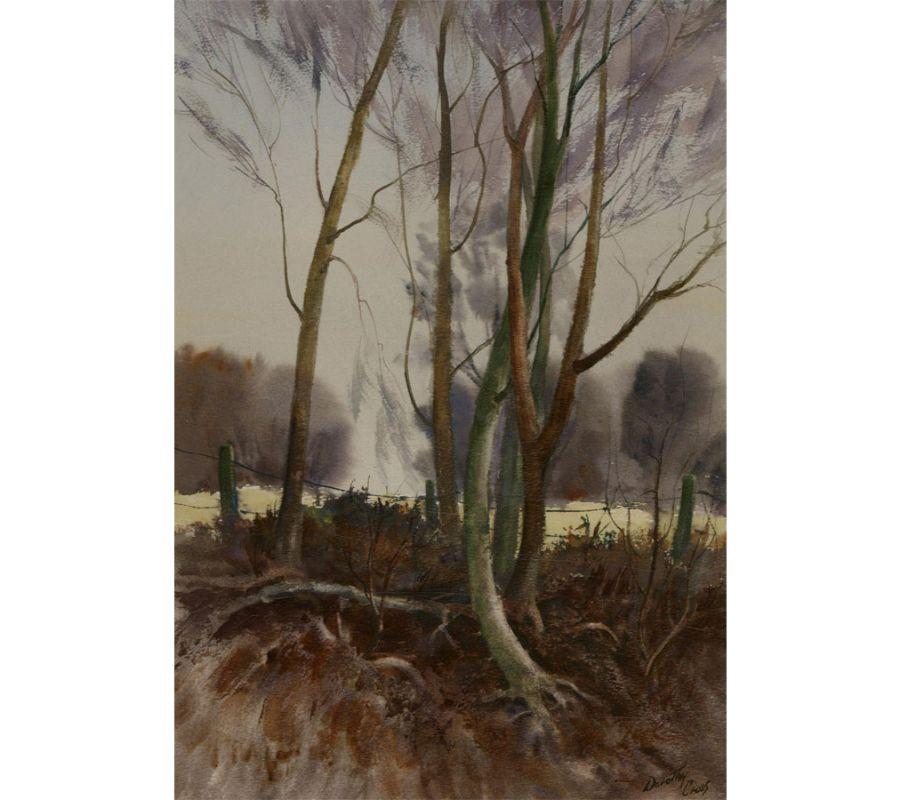 Dorothy Cross - Signed & Framed Mid 20th Century Watercolour, Young Trees For Sale 2