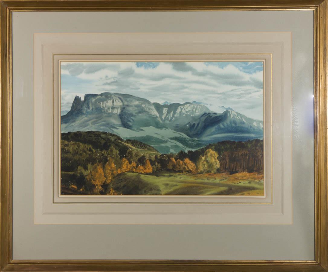 Landscape Art di Unknown - 1956 Acquerello - Montagne lontane