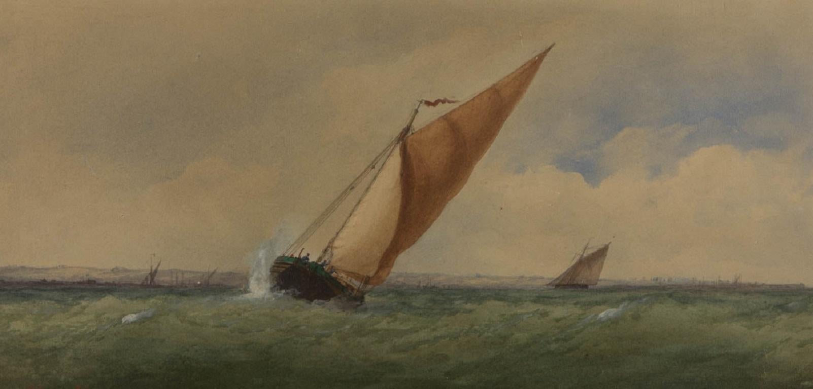Charles Taylor Jnr (fl.1841-1883) - Mid 19th Century Watercolour, Choppy Waters For Sale 1