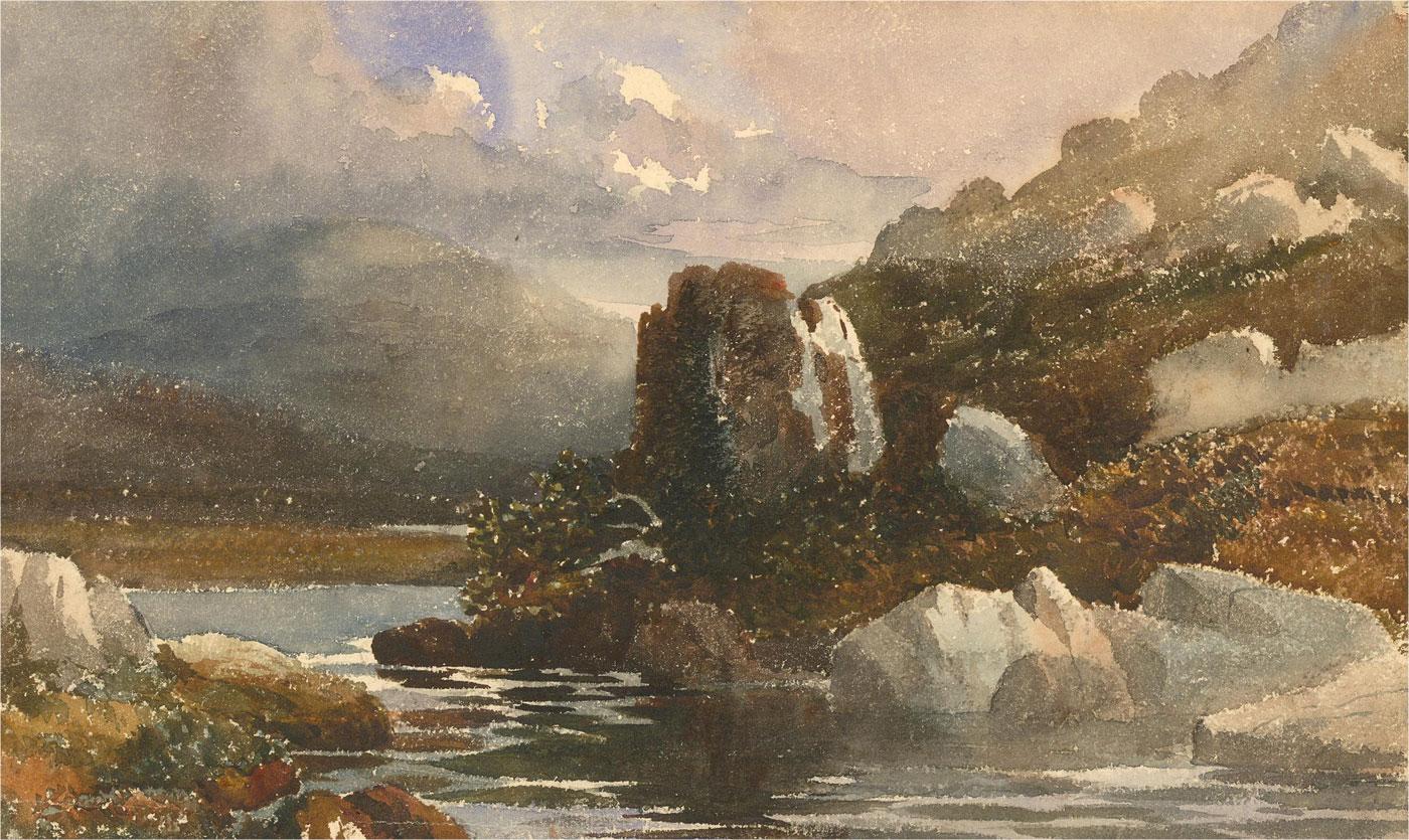 Attribué. David Hall McKewan (1782-1842) - Aquarelle, scène de rivière - Marron Landscape Art par Attrib. David Hall McKewan