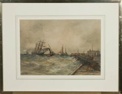 Aubrey Ramus - Acuarela de principios del siglo XX, Tormenta en el mar