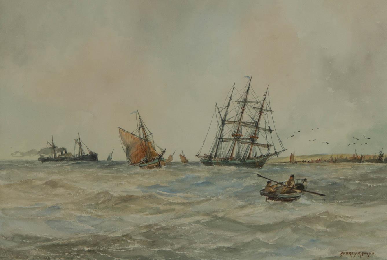Aubrey Ramus - Early 20th Century Watercolour, Ships at Sea 1