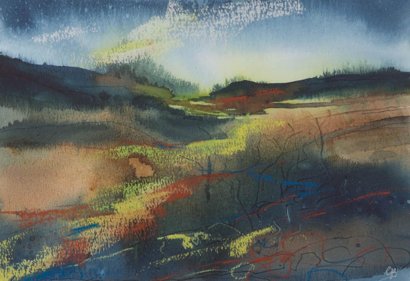 G.B. - Contemporary Watercolour, Abstracted Fields II For Sale 1