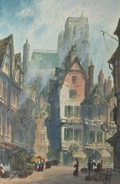 Paul Braddon (1864-1938) -Early 20th Century Watercolour, Old Street, Abbeville