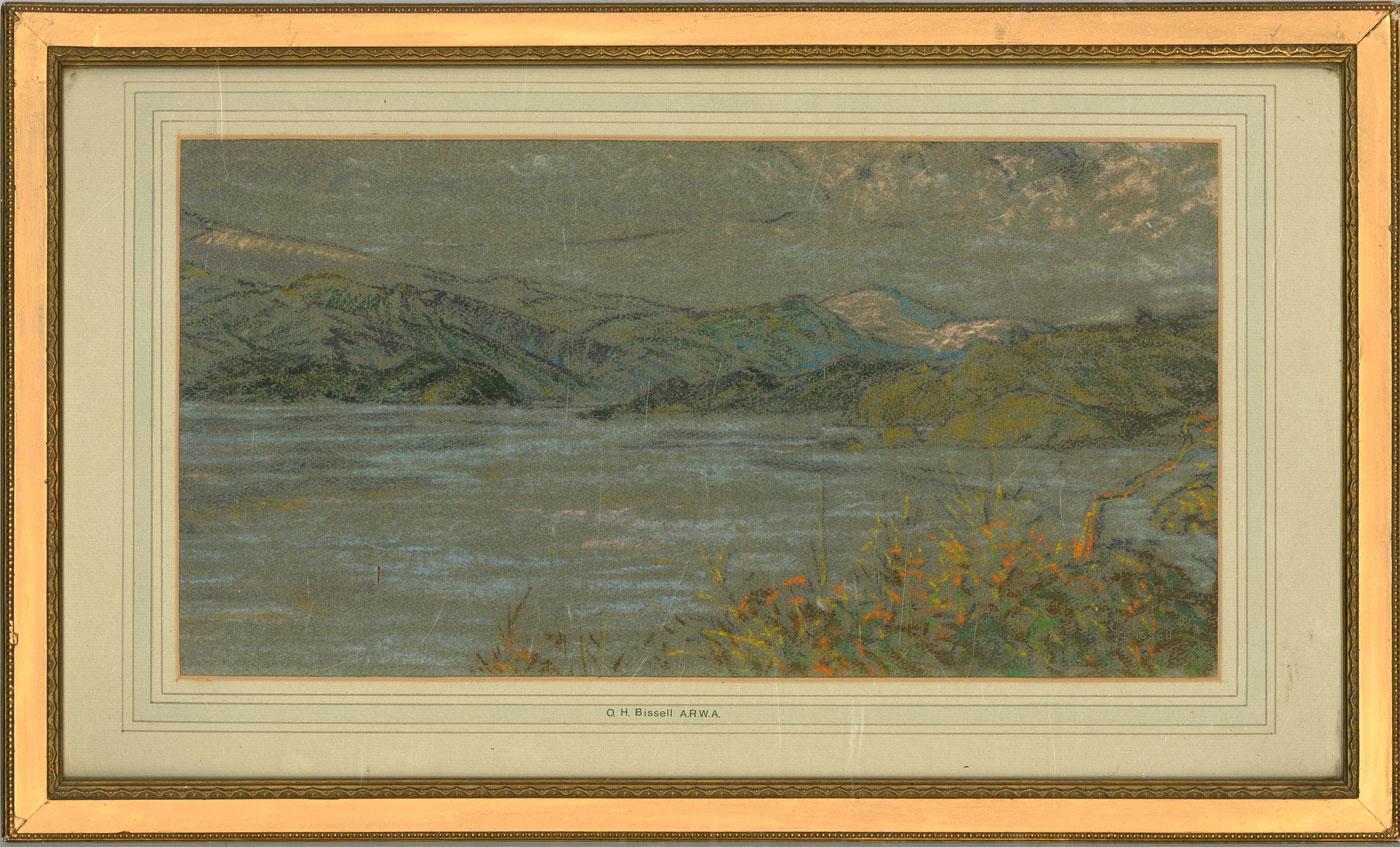 A charming pastel drawing by the English artist Osmond Hick Bissell. The scene depicts a mountainous landscape view. Signed to the lower right-hand corner and inscribed to the lower margin of the mount. Label with artist's biography to the reverse.