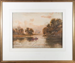 Edward Beecham Anzug - Aquarell des späten 19. Jahrhunderts, ein ruhiger Tag beim Angeln