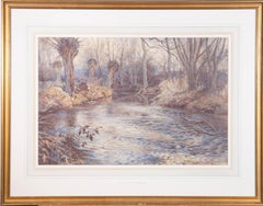 Attribuire. William Edward Wigley (1880-1943) - Acquerello, I salici di Pollard