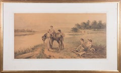 18th Century Watercolour - A Horse Ride For The Children