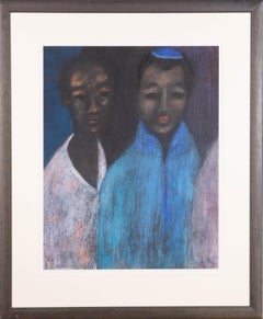 J. Cohen - Pastel du XXe siècle, portrait de deux personnages