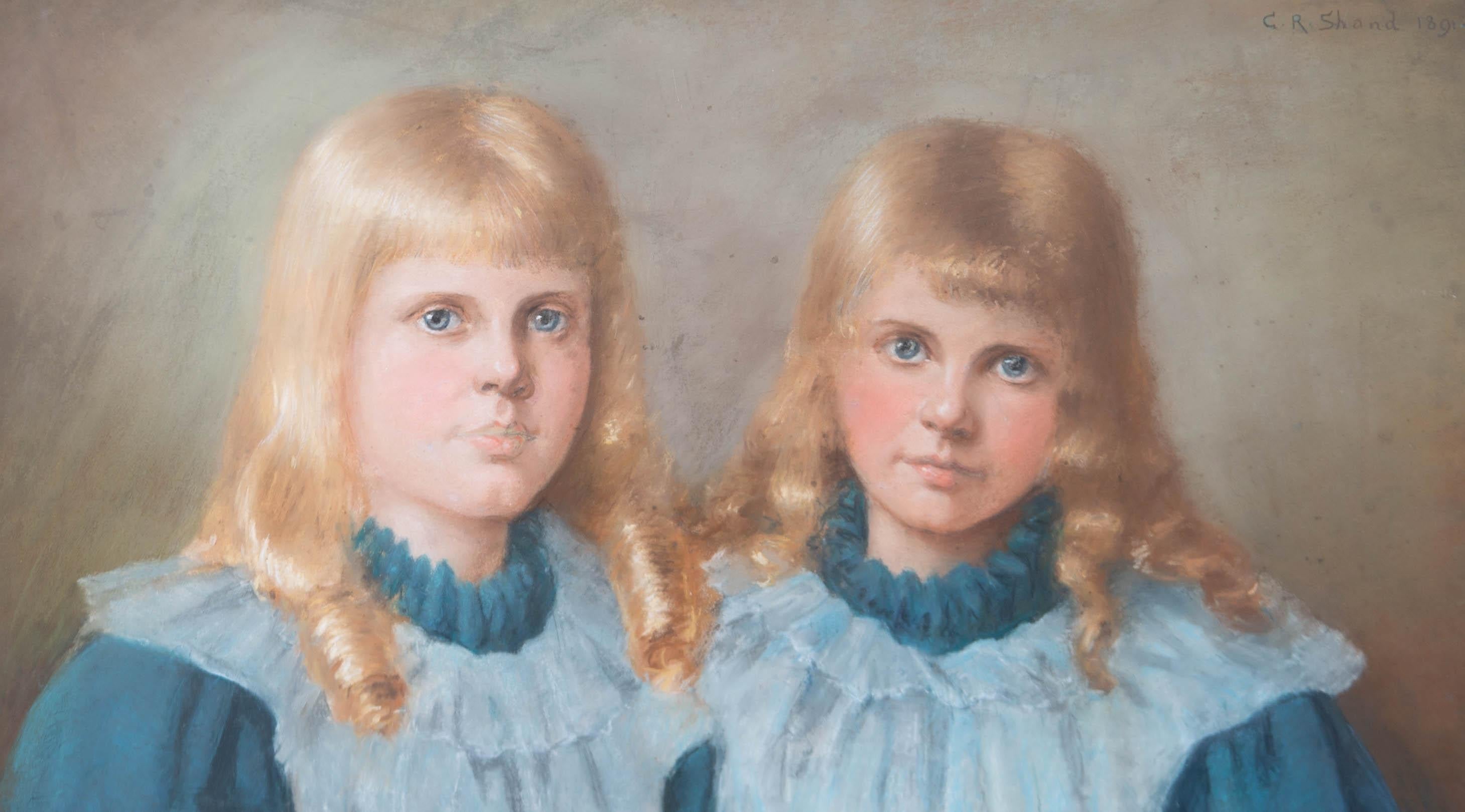 C. R. Shand - Signed & Framed 1891 Pastel, The Twins For Sale 3