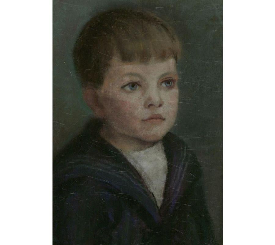 Pastell des frühen 20. Jahrhunderts - Edwardianischer Schuljunge (Schwarz), Portrait, von Unknown