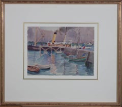 Vintage Maria Sophie Ludlow (1869-1951) - c.1925 Watercolour, Ferry at Iles de Lerins