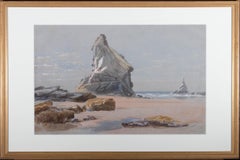 Antique Samuel P. Jackson (1830-1904) - 1889 Watercolour, Bedruthan Steps and Bess Rock