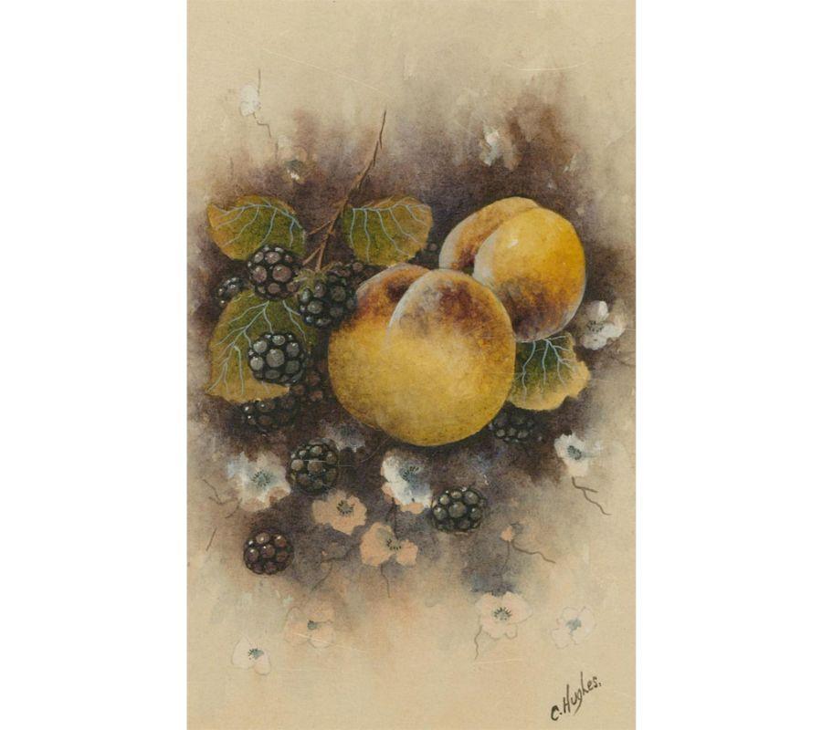 Christopher Hughes - 20th Century Watercolour, Peaches and Blackberries For Sale 2