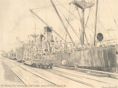 Vintage Edward Goodall (1909-1982) - Canadian Graphite Drawing, SS Jersey City