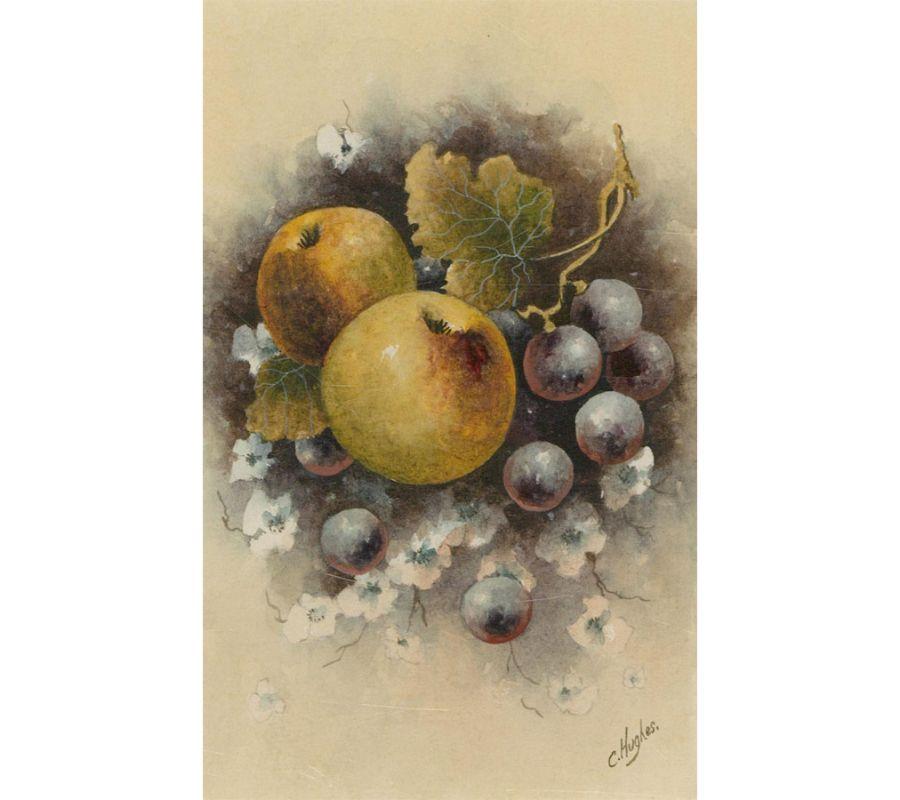Christopher Hughes - Acuarela del siglo XX, Manzanas y uvas en venta 2