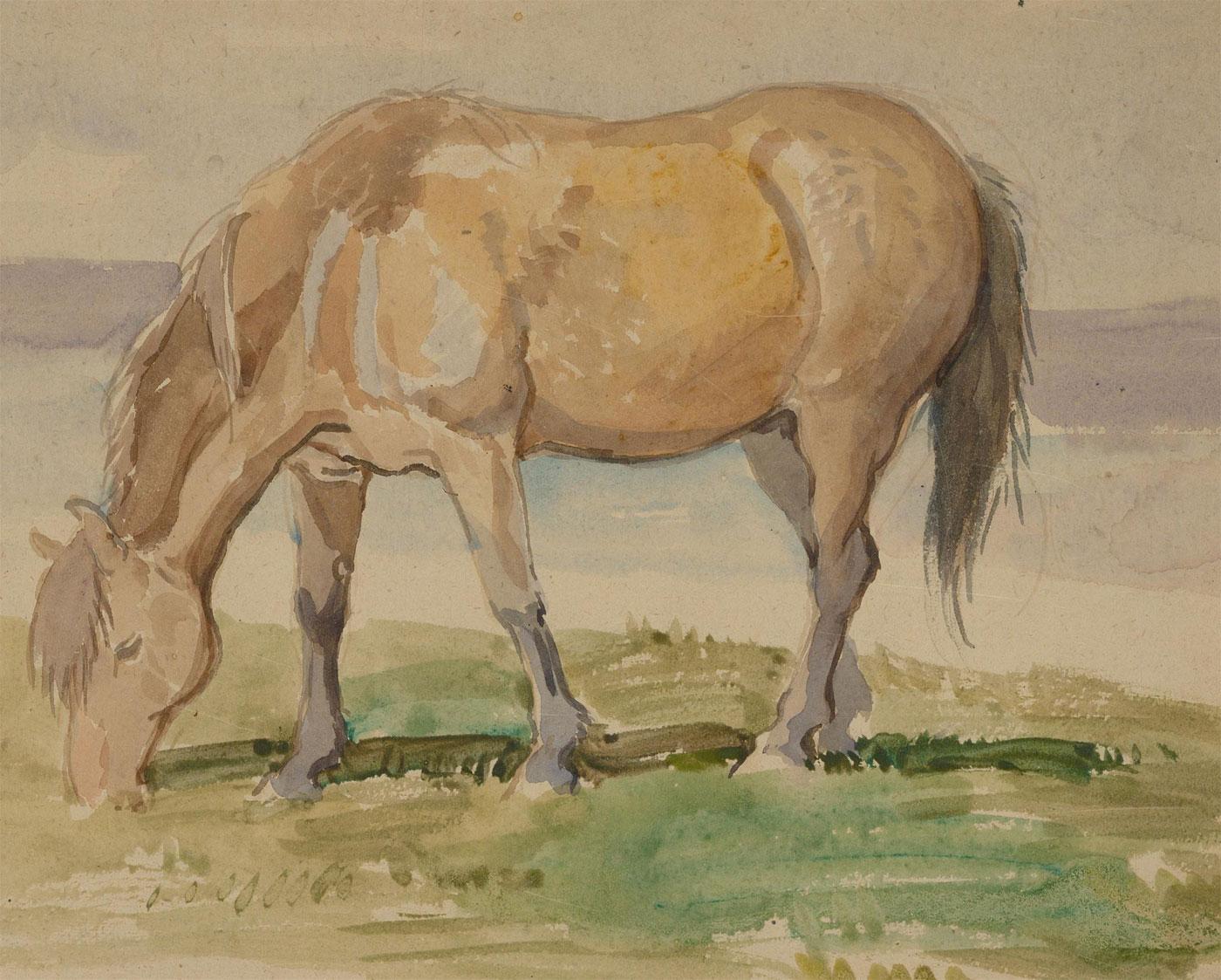 Attrib. John Murray Thomson (1885-1974) - Early 20th Century Watercolour, Horse For Sale 1