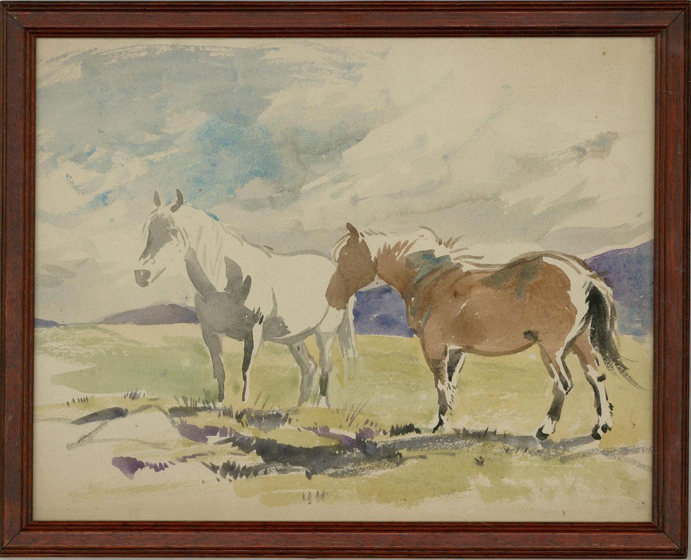 Attrib. John Murray Thomson (1885-1974) - Early 20th Century Watercolour, Horses For Sale 3
