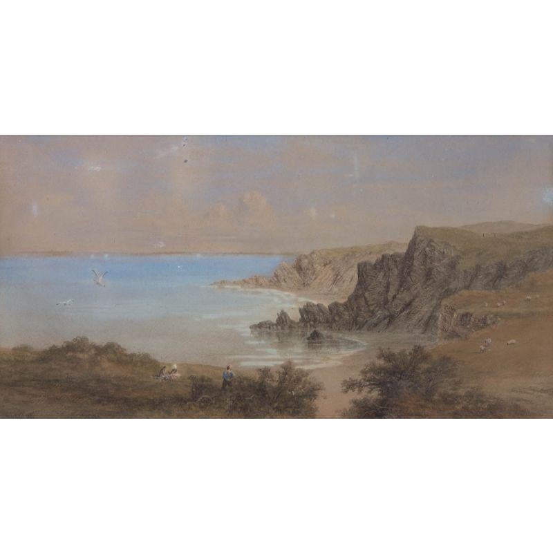 George Lothian Hall (1825-1888) - 1861 Watercolour, View of the Cliffs For Sale 1