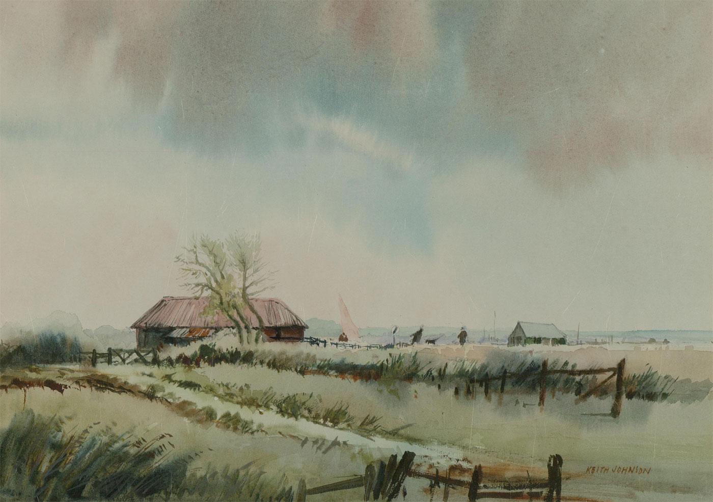 Keith Johnson - 20th Century Watercolour, Day at the Farm For Sale 2