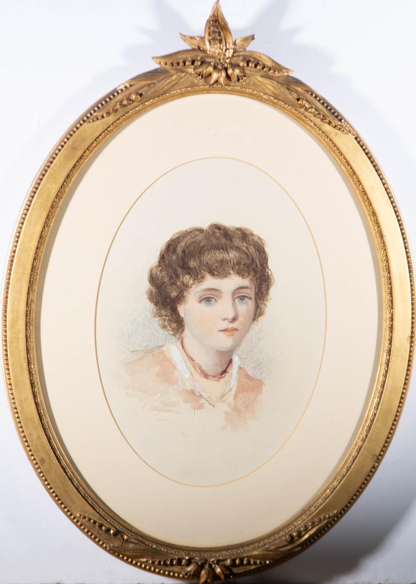 Unknown Portrait - Late 19th Century Watercolour - Young Girl Head Study