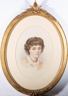 Antique Late 19th Century Watercolour - Young Girl Head Study