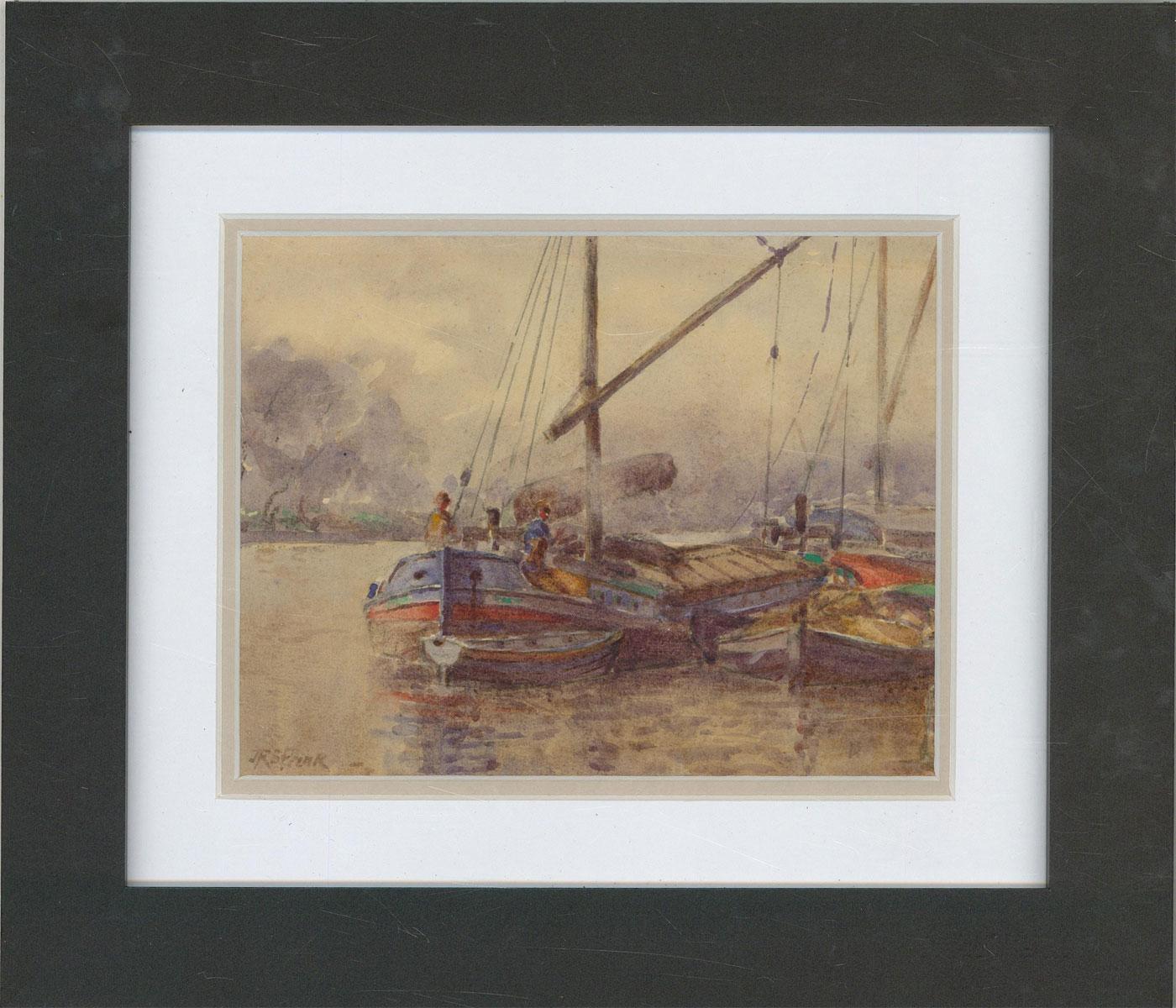 Well presented in a contemporary black frame with double card mount. Signed. On watercolour paper.

