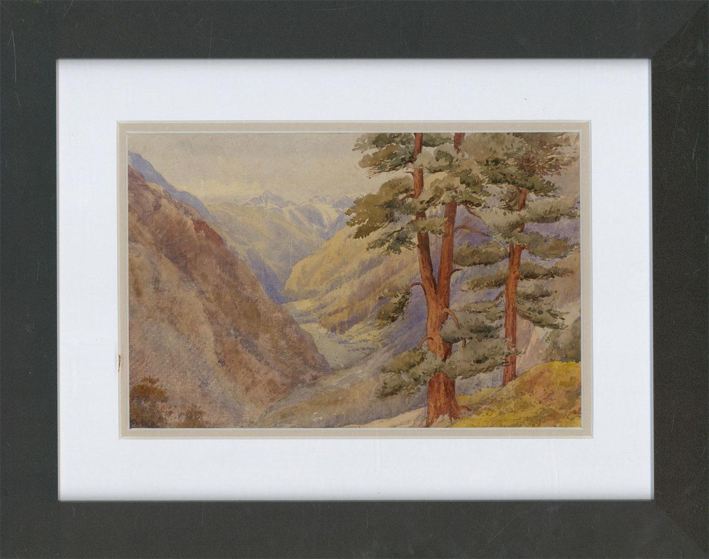 Unknown Landscape Art - Framed Late 19th Century Watercolour - Visp Valley, Switzerland