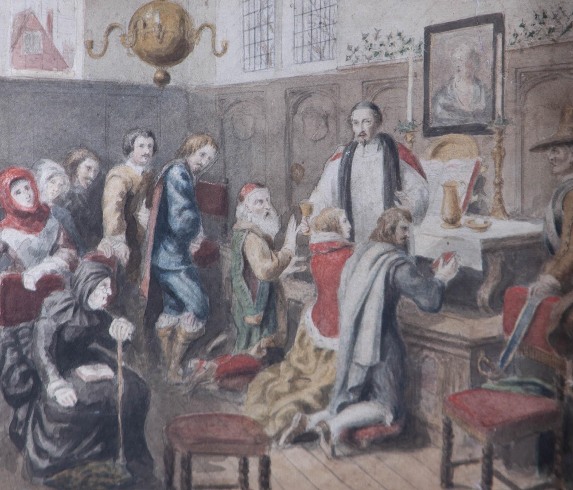 Follower of George Cattermole RWS (1800â€“1868) - 1883 Watercolour, Eucharist For Sale 1