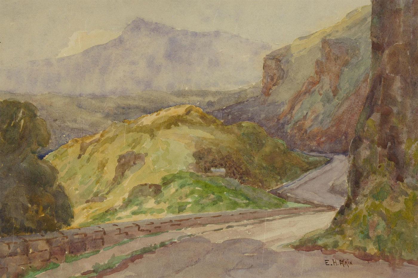 E. H. Atkin – signiertes und gerahmtes Aquarell, Winding Roads, Ende des 19. Jahrhunderts im Angebot 2