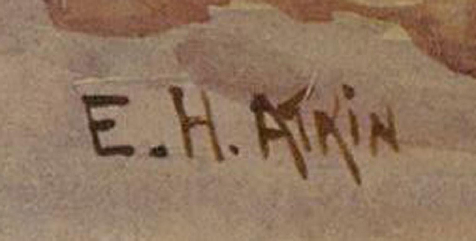 E. H. Atkin – signiertes und gerahmtes Aquarell, Winding Roads, Ende des 19. Jahrhunderts im Angebot 3