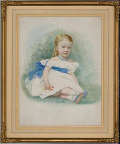 Framed Late 19th Century Watercolour - Victorian Child