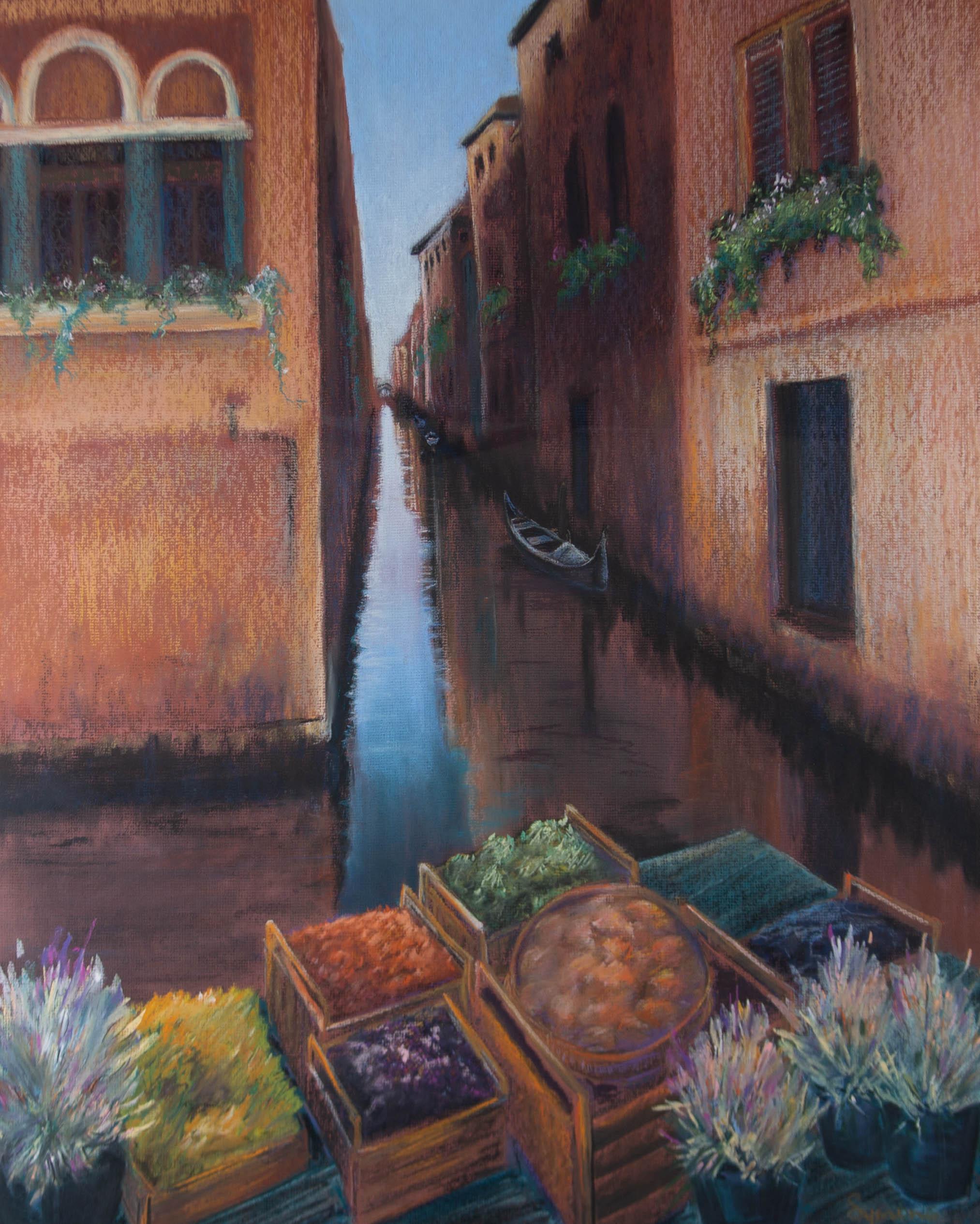 Symons - Signed & Framed Mid 20th Century Pastel, Venetian Afternoon For Sale 1